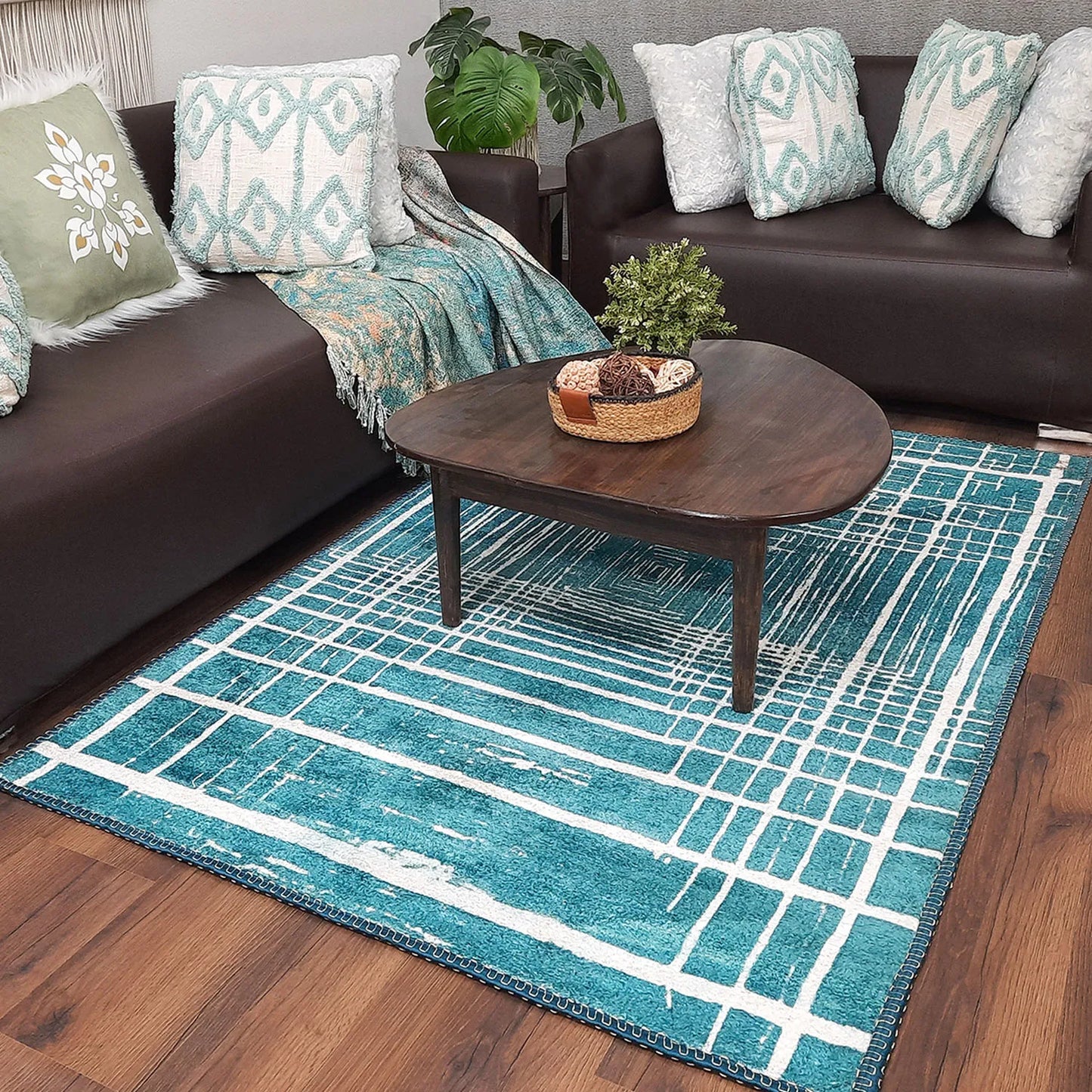 Avioni Home Faux Silk Carpet for Your Living Room | Modern & Luxurious | Durable and Washable | SeaBird Collection
