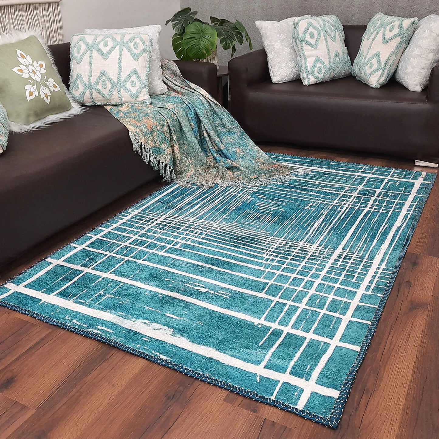 Avioni Home Faux Silk Carpet for Your Living Room | Modern & Luxurious | Durable and Washable | SeaBird Collection