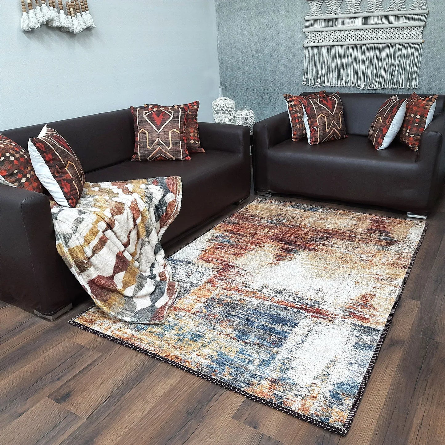 Avioni Home Faux Silk Rug for Living Room | Luxurious, Durable and Washable | Earthy Elegance Collection