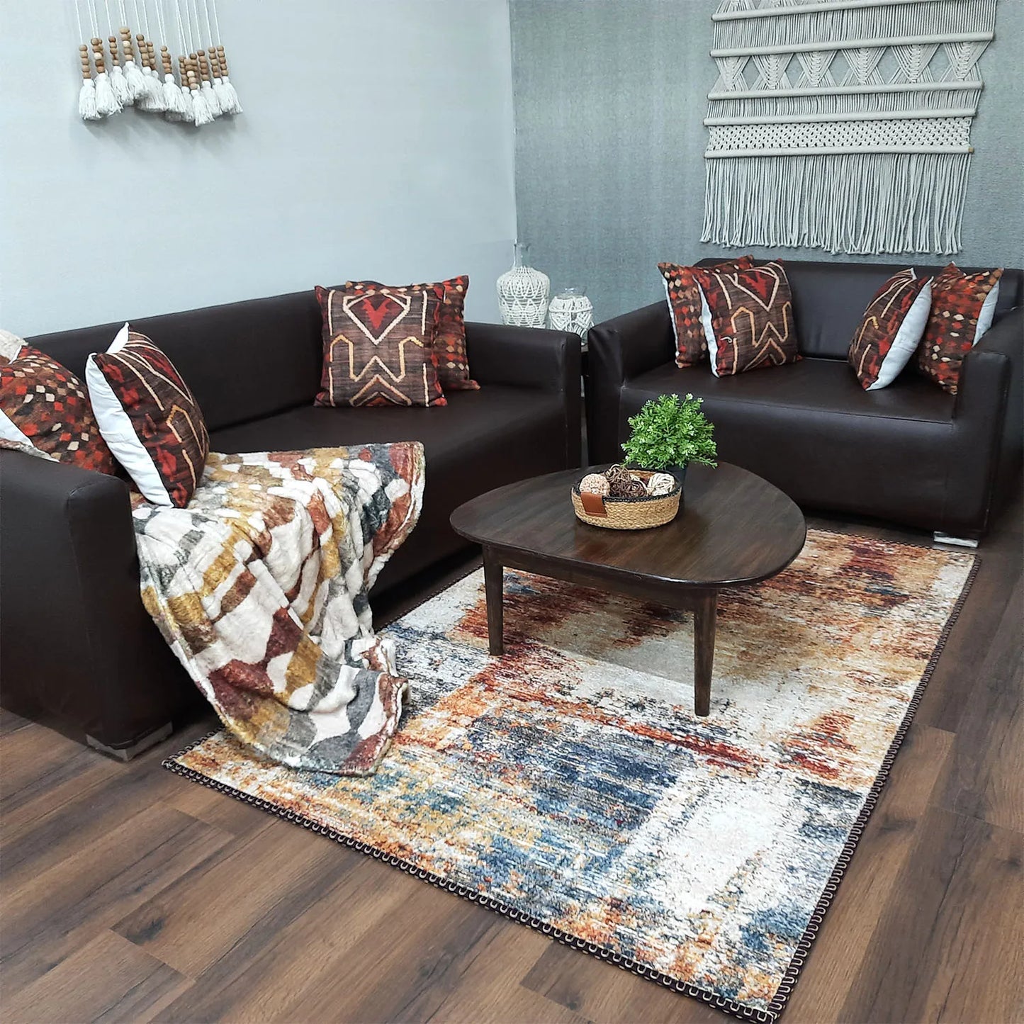 Avioni Home Faux Silk Rug for Living Room | Luxurious, Durable and Washable | Earthy Elegance Collection