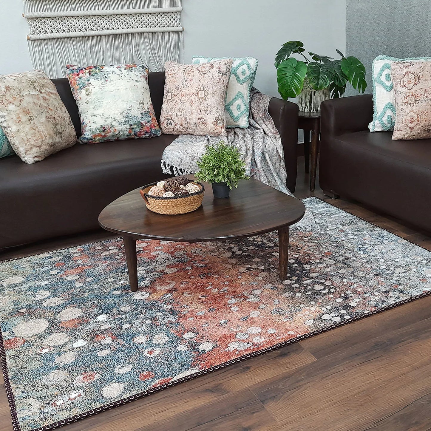 Avioni Home Faux Silk Carpet for Your Living Room | Modern Design | Durable and Washable | BrickLane Collection