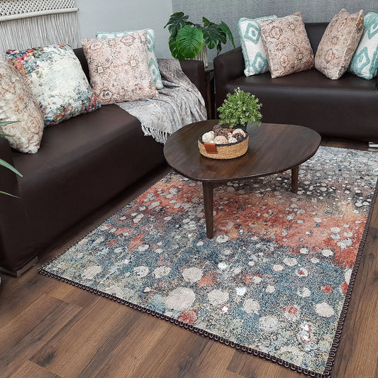Avioni Home Faux Silk Carpet for Your Living Room | Modern Design | Durable and Washable | BrickLane Collection
