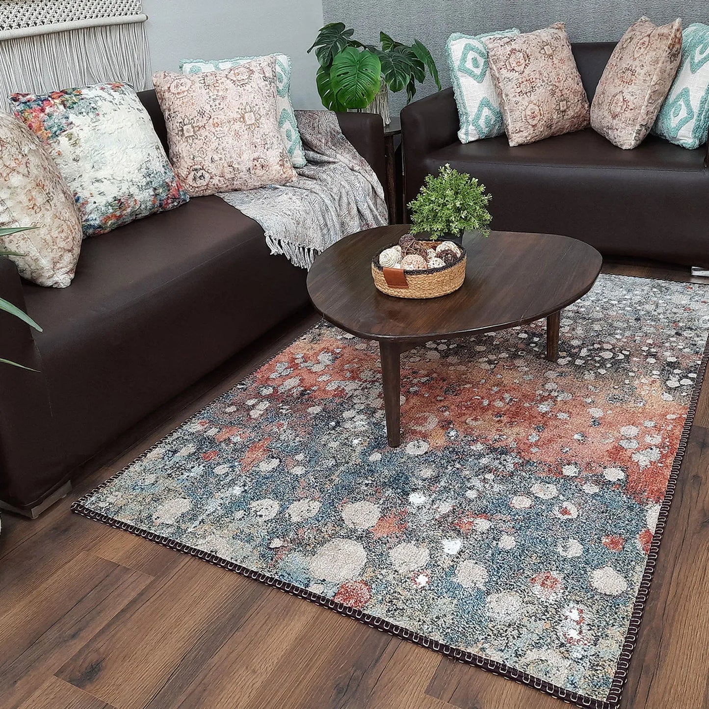 Avioni Home Faux Silk Carpet for Your Living Room | Modern Design | Durable and Washable | BrickLane Collection
