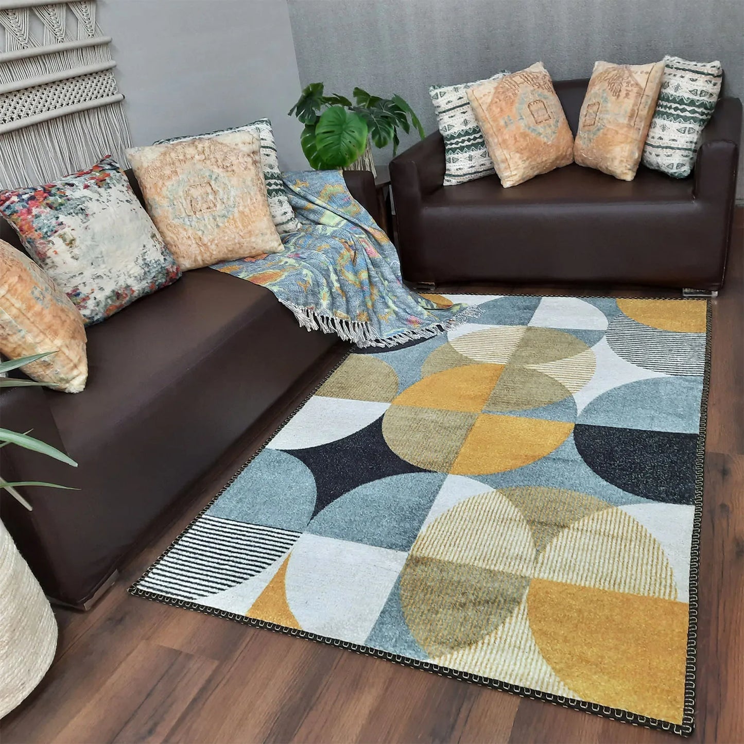 Avioni Home Faux Silk Carpet for Your Living Room | Timeless and Elegant Look | Durable and Washable | GreyDawn Collection