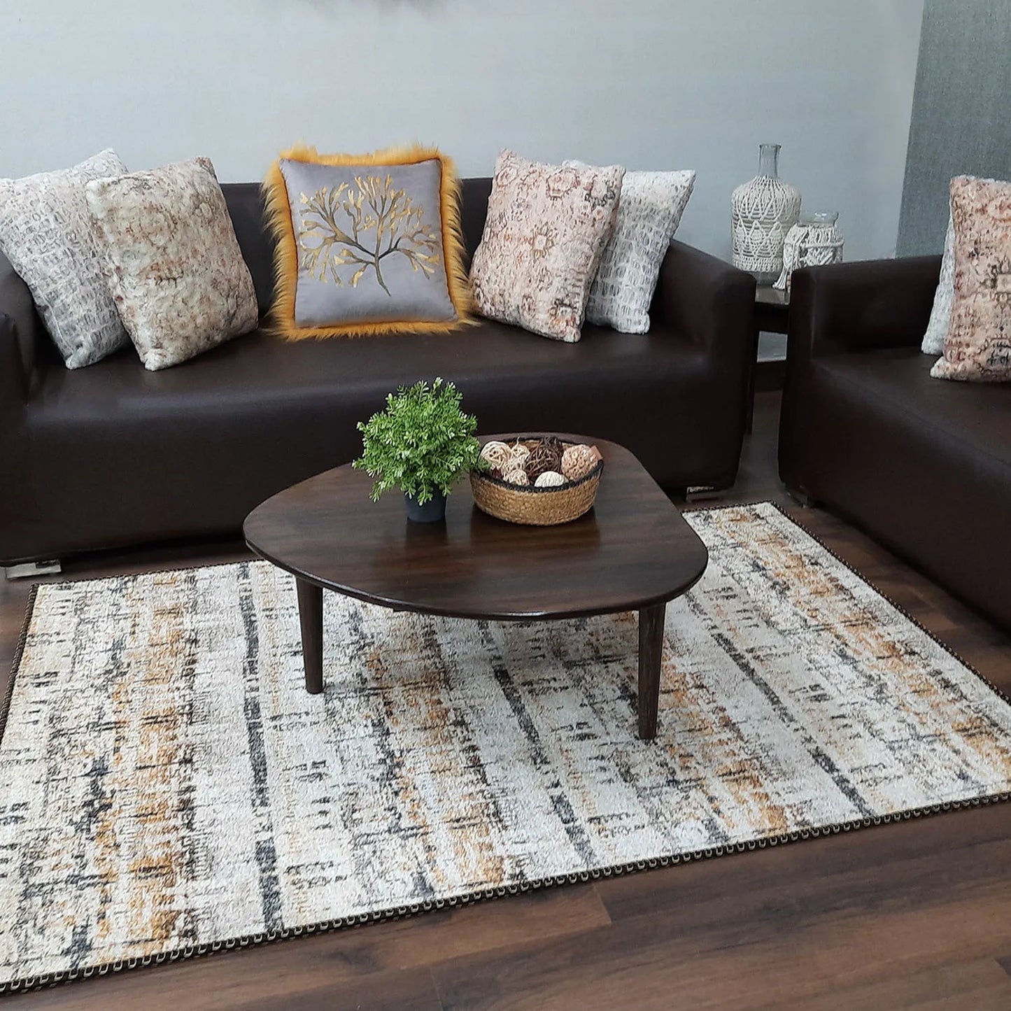 Avioni Home Faux Silk Carpet | Add a Touch of Glamour to Your Living Room | Durable and Washable | PebbleStreet Collection