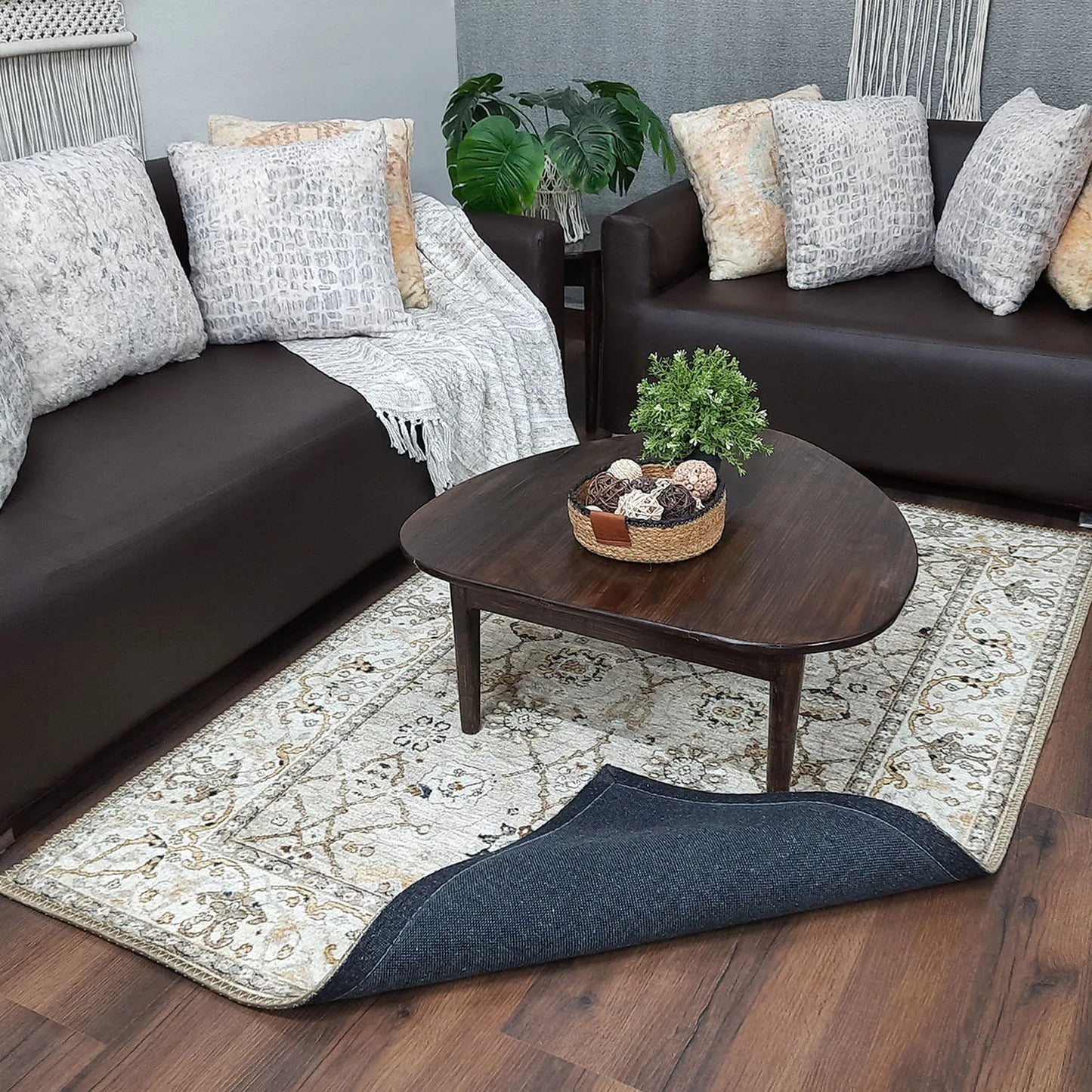 Avioni Home Faux Silk Carpet for Your Living Room | Persian Design | Washable Rug | Earthy Elegance Collection