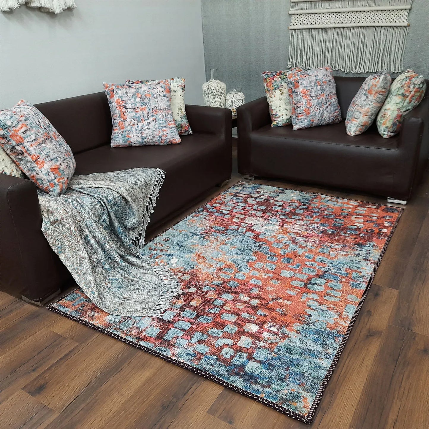 Avioni Home Faux Silk Carpet for Your Living Room | Timeless and Elegant Look | Durable and Washable | BrickLane Collection