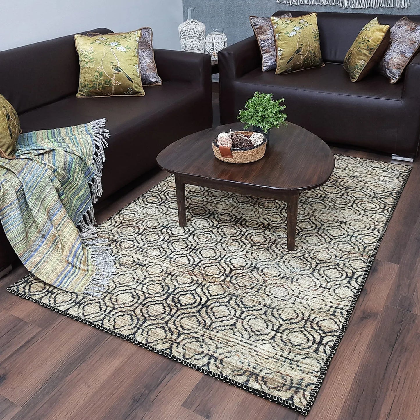 Avioni Home Faux Silk Carpet for Your Living Room | Luxurious, Designed to Last and Washable | Earthy Elegance Collection