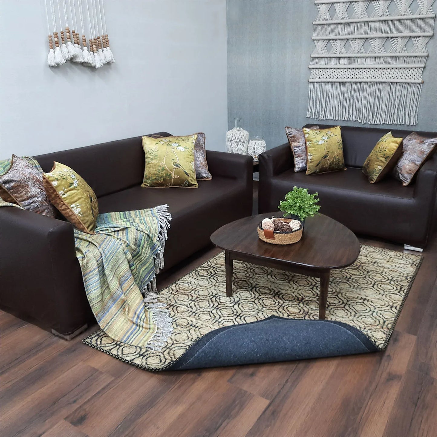 Avioni Home Faux Silk Carpet for Your Living Room | Luxurious, Designed to Last and Washable | Earthy Elegance Collection