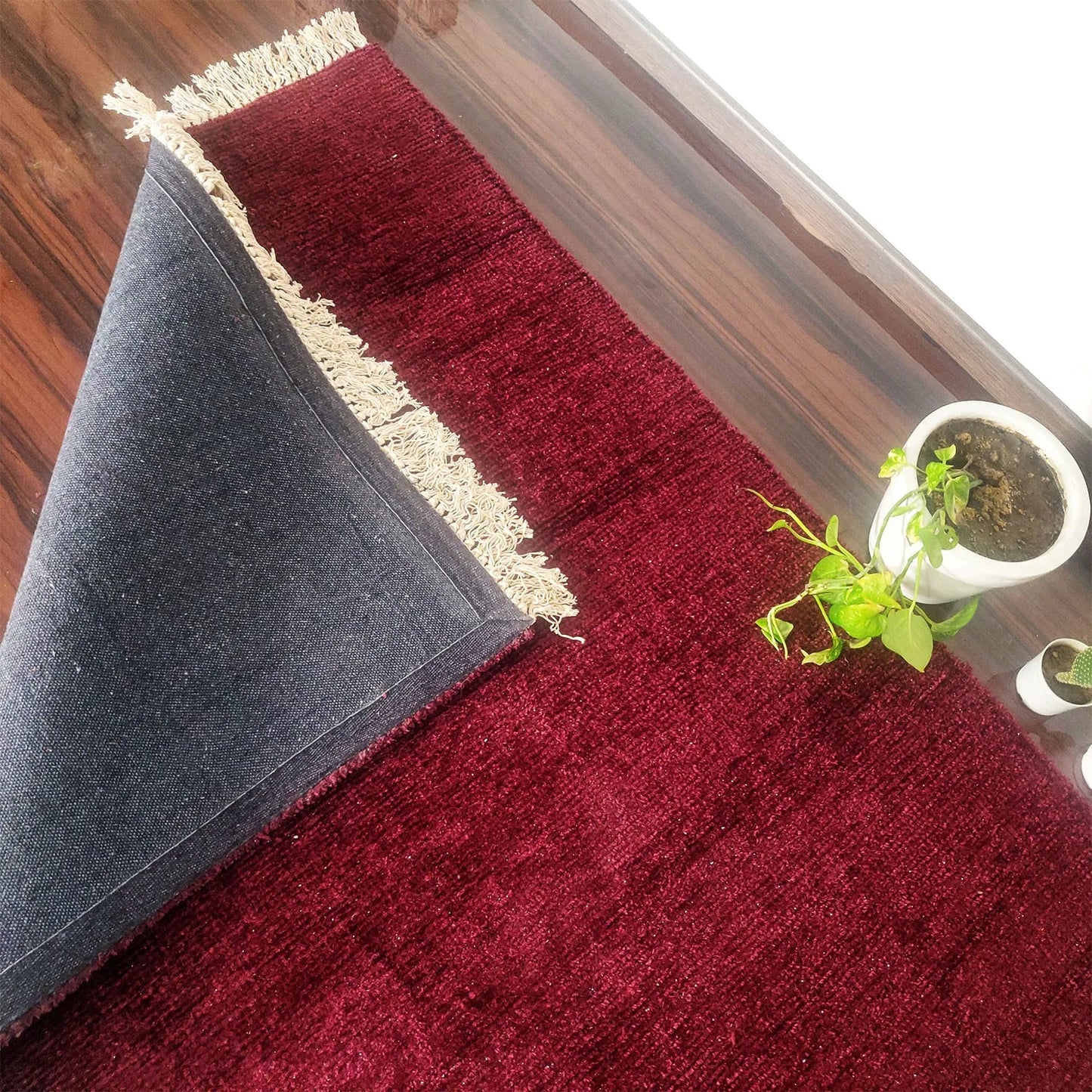 Value Deal – Avioni Home Carpet Lux Collection – Modern Plain Rug for Living Room/Pooja Room – Mehroon