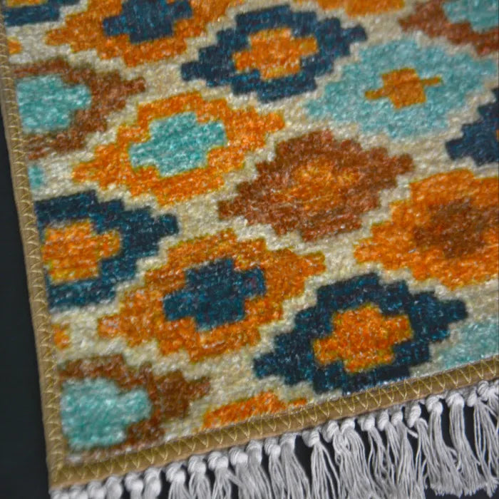 Avioni Home Faux Silk Carpet Ethnic Premium Living Room Rug Mustard