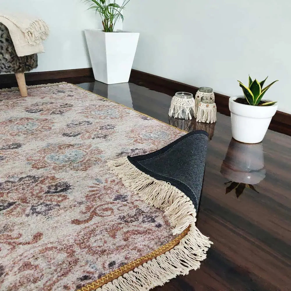 Avioni Home Faux Silk Carpet – Ethnic Collection – Premium Living Room Rug – Beige