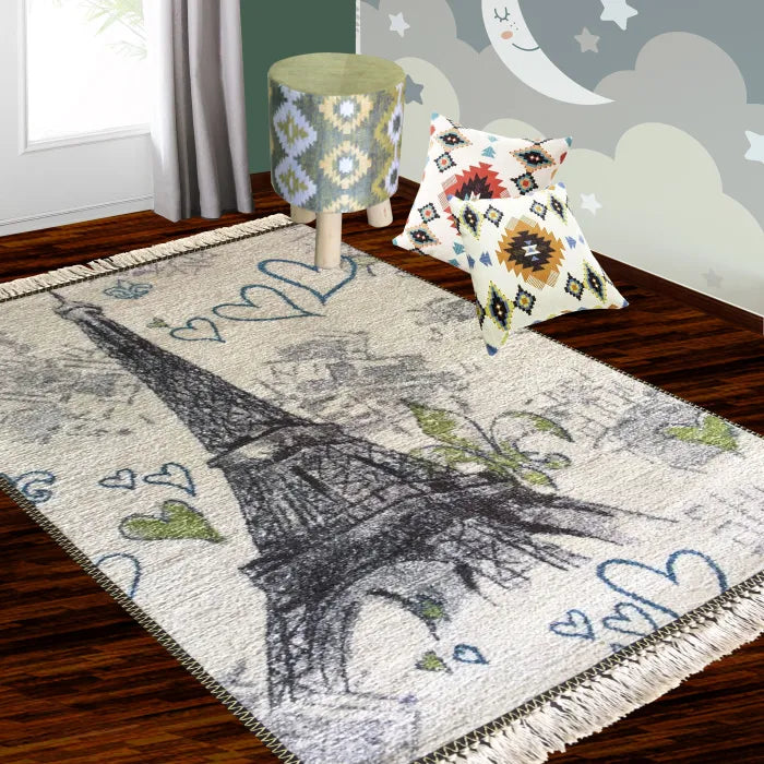 Avioni Home Kids Collection – Eiffel Tower Faux Silk Rug