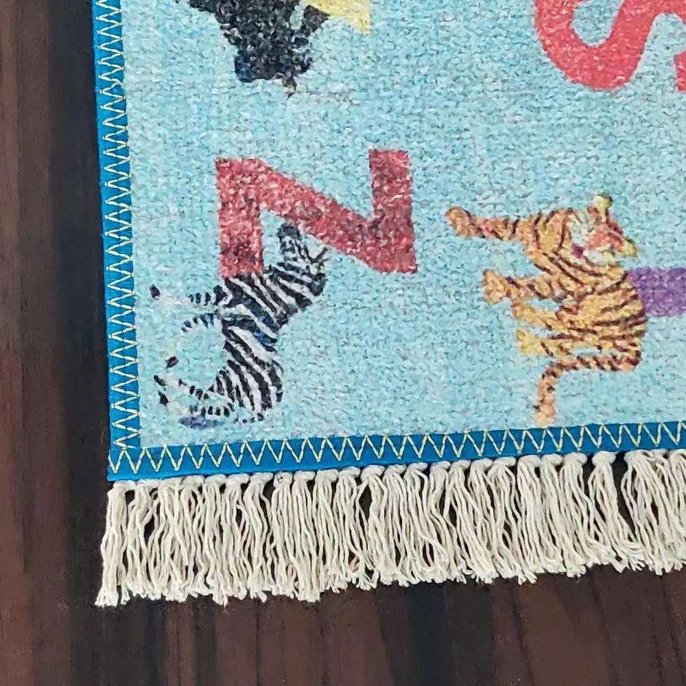 Avioni Home Kids Collection – Child’s Faux Silk Alphabet & Picture Rug