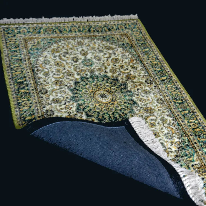 Silk Carpet Persian Design Collection Green And Beige – Living Room Rug – Avioni
