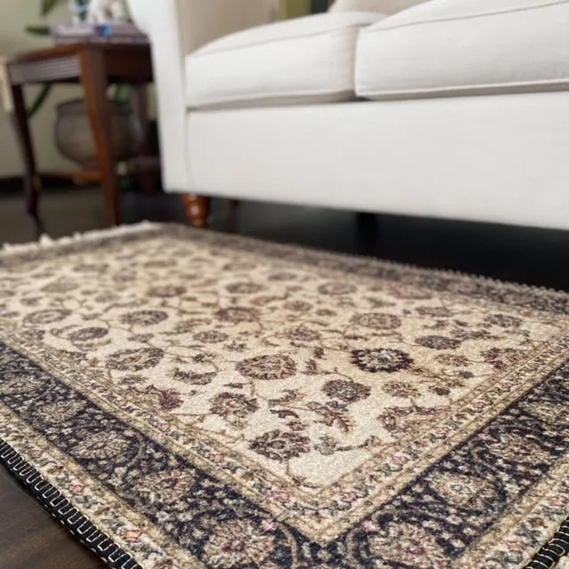 Avioni Home Classic Design – Faux Silk Carpet – Living Room Rug – Beige
