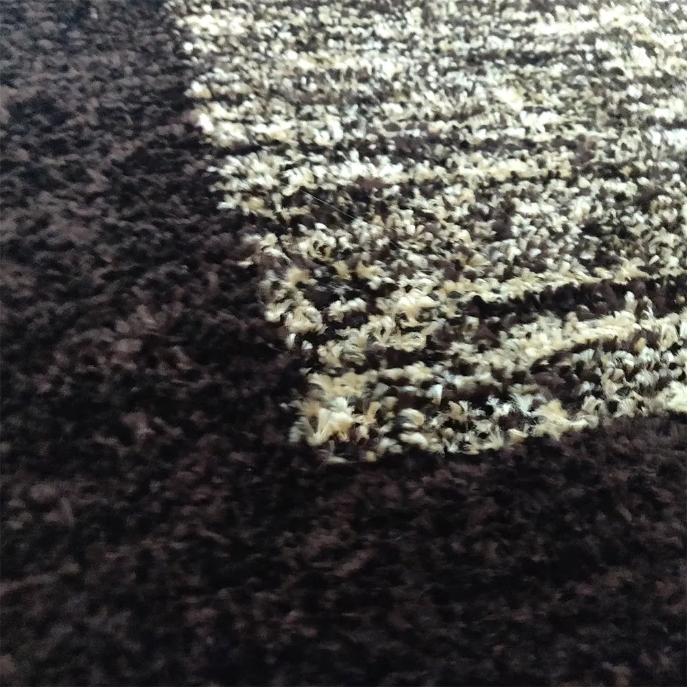 Avioni Home Neo Modern Collection – Luxury Faux Silk Carpet – Brown & White Tie-dye Design