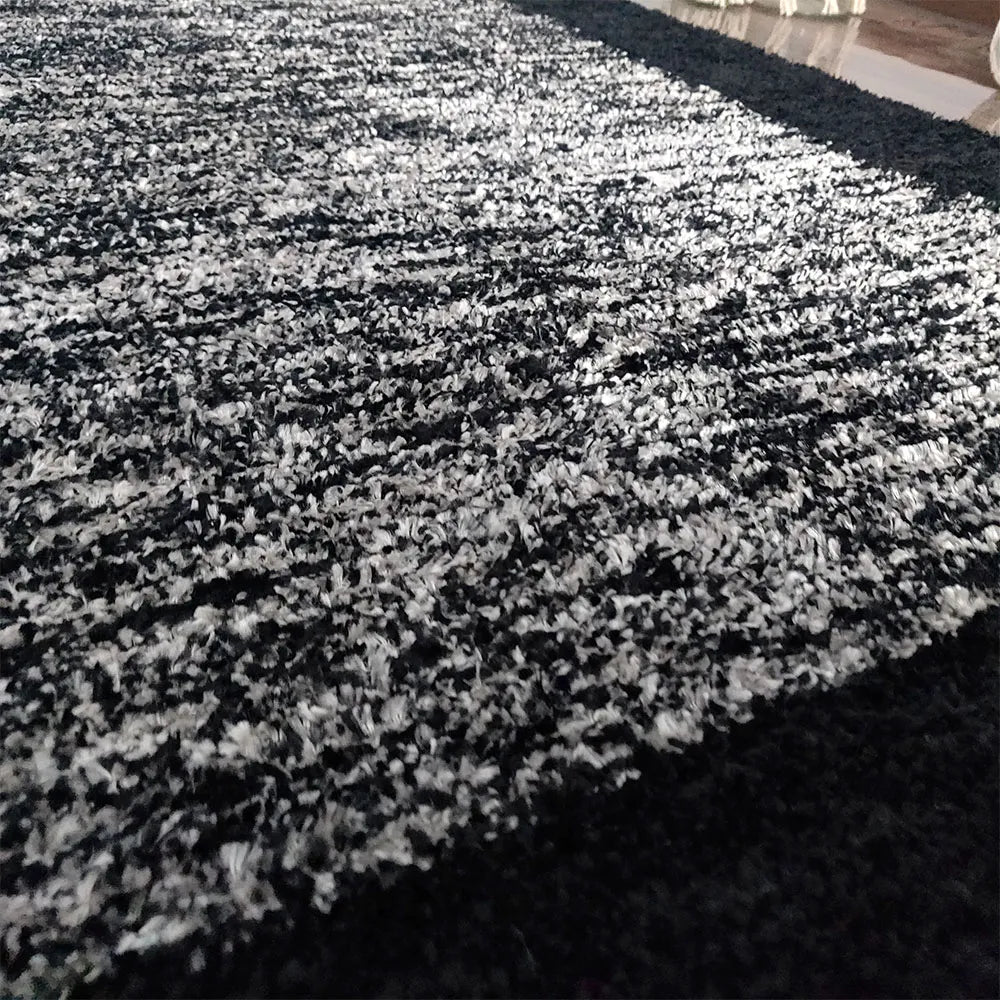 Avioni Home Neo Modern Collection – Luxury Faux Silk Carpet – Black & White Tie-dye Design