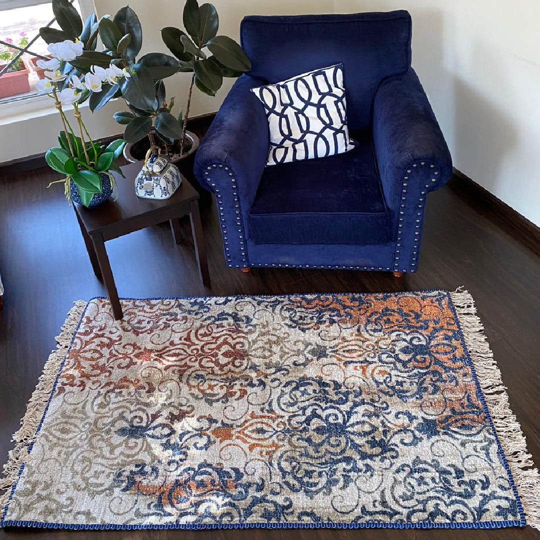 Avioni Home Faux Silk Carpet – Premium Distressed & Trendy Living Room Rug – Multicolor Tribal Design