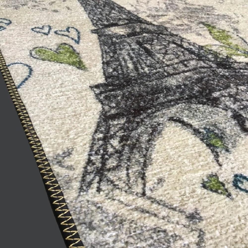 Avioni Home Kids Collection – Eiffel Tower Faux Silk Rug