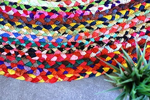 Avioni Home Eco Collection – Handbraided Chindi Rag Rug – Colorful Oval Design