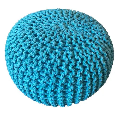 Avioni Home Luxury Collection – Hand Knotted Boho Look Pouf / Ottoman – Teal