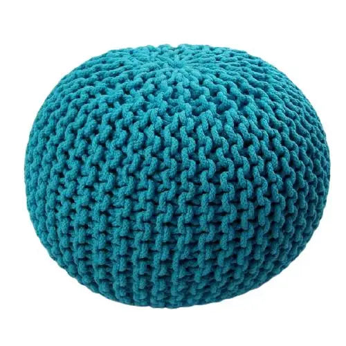 Avioni Home Luxury Collection – Hand Knotted Boho Look Pouf / Ottoman – Turquoise
