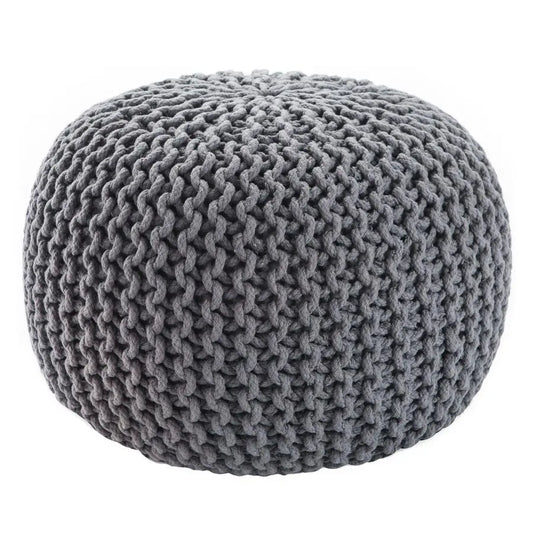 Avioni Home Luxury Collection – Hand Knotted Boho Style Pouf / Ottoman – Grey