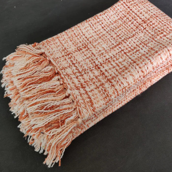 Avioni Home Noor Collection – Sofa Throw / Blanket – Super Soft Acrylic Handloom Weaved – Orange Multicolor