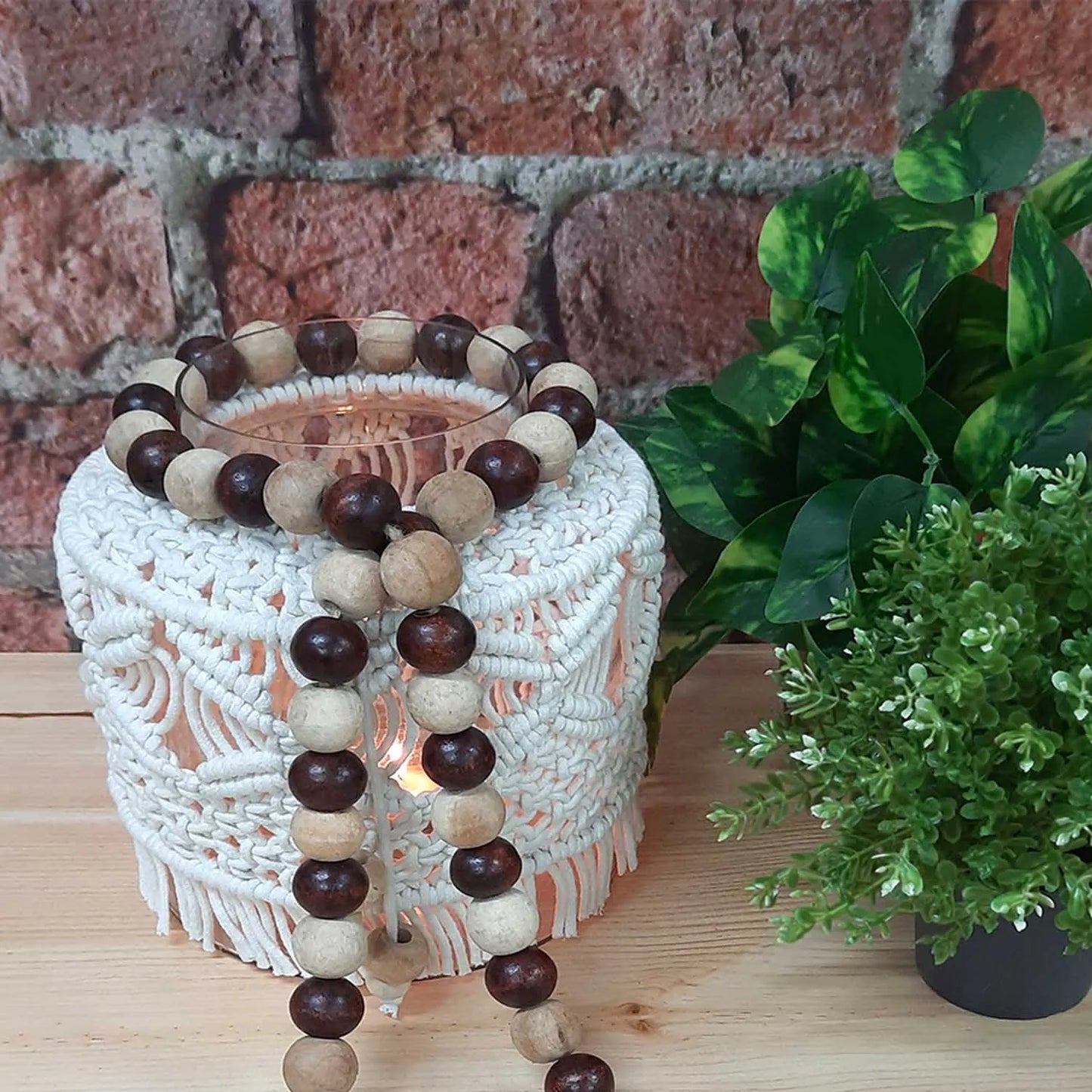 Avioni Home – Handmade Wood Bead Garland with Jute Fringes – 112 cm