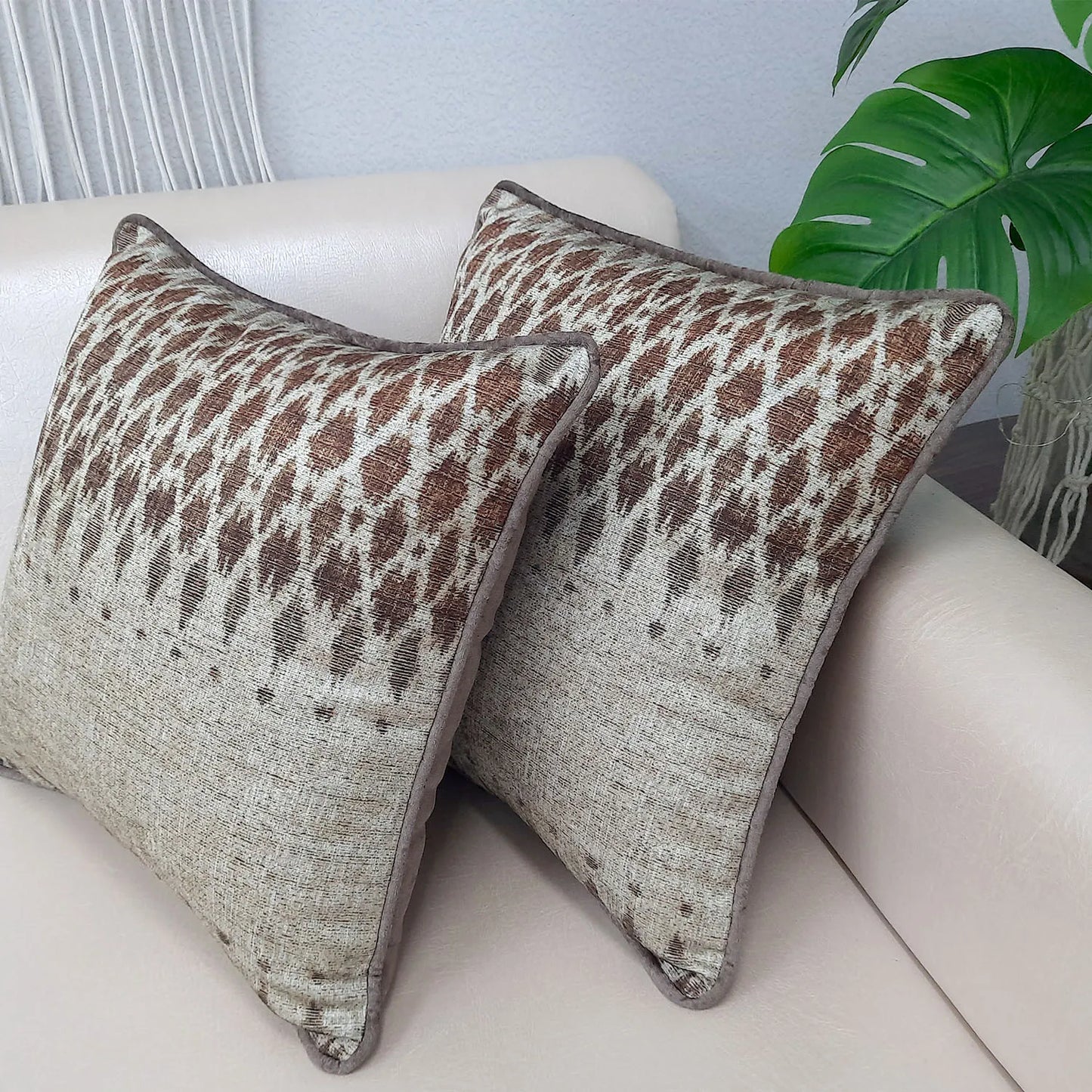 Cushion Cover with Filler – Contemporary Brown Design – 40cm x 40cm – Set of 2