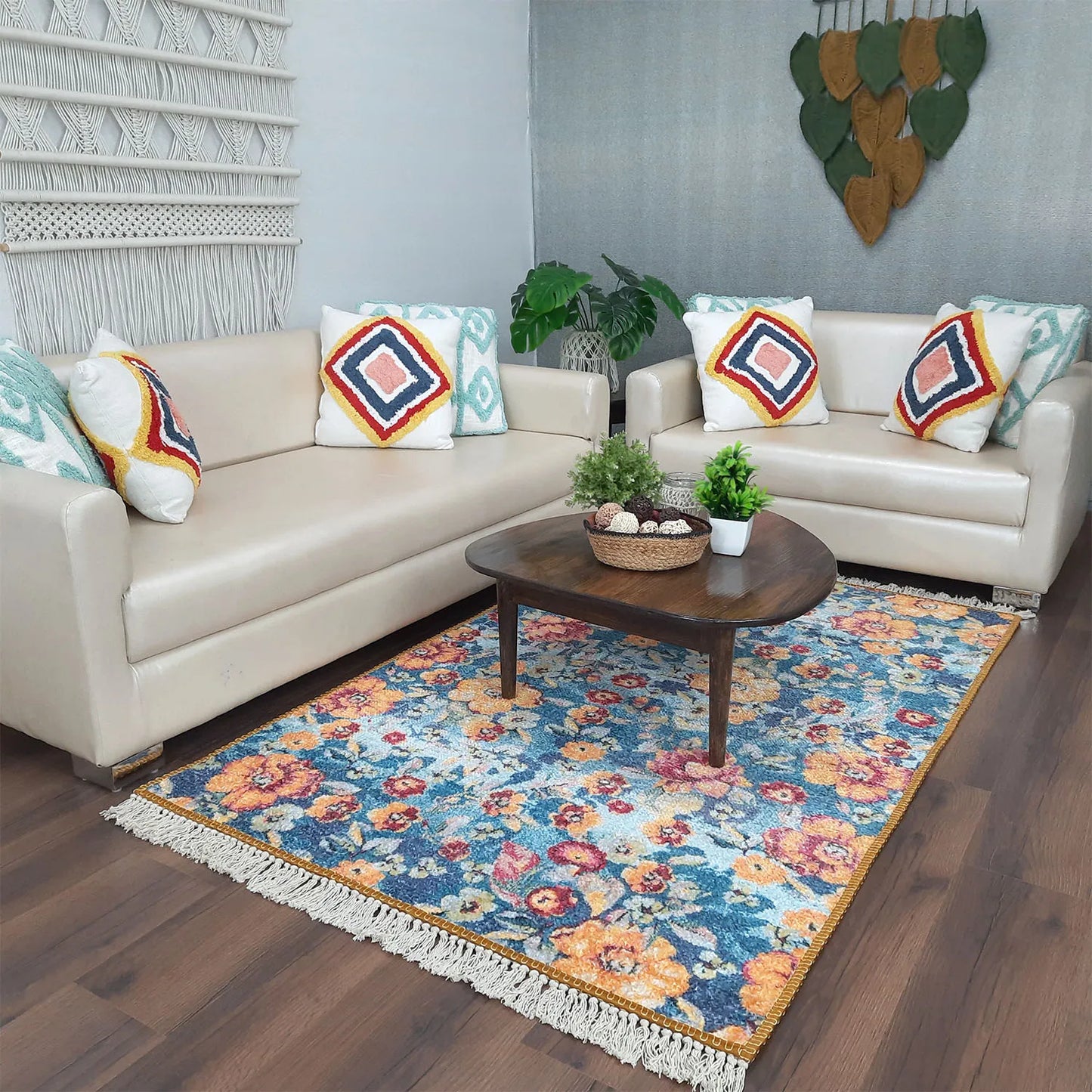 Avioni Home Faux Silk Carpet Beautiful Modern Floral Design – Carpet for Living Room