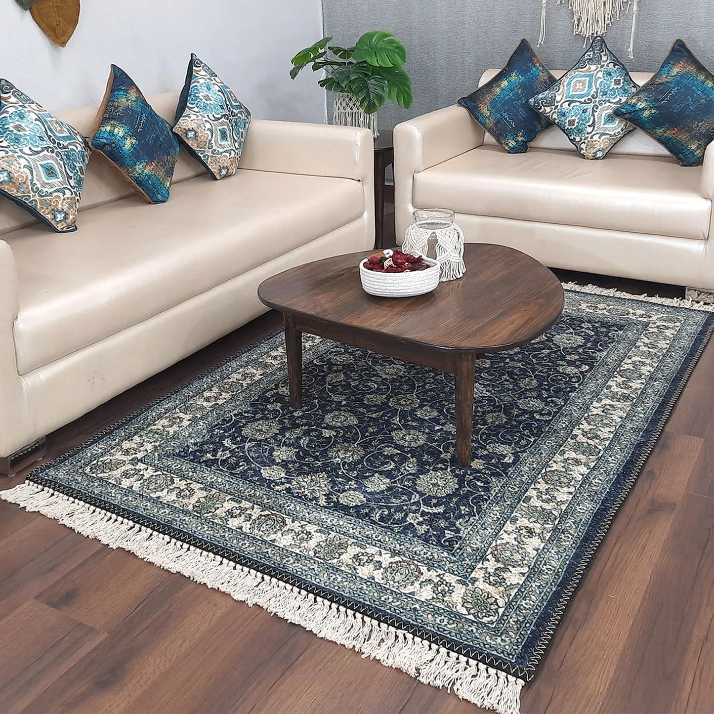 Avioni Home Faux Silk Carpet Beautiful Persian Design in Black – Carpet for Living Room