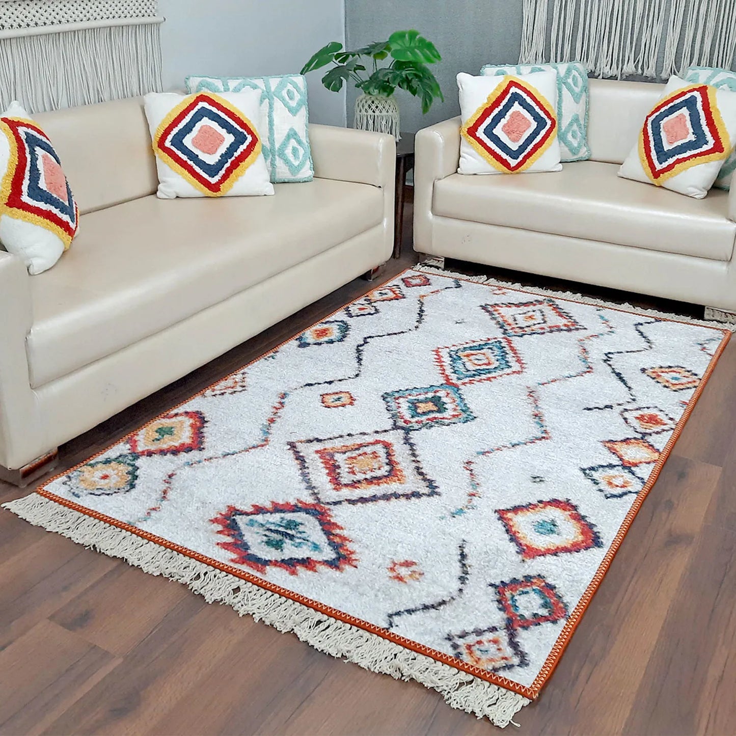 Avioni Home Faux Silk Carpet Traditional Morrocan Design – Living Room Rug