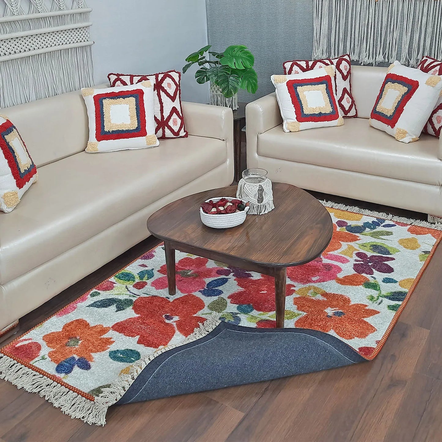 Avioni Home Faux Silk Carpet Beautiful Floral Design – Living Room Rug