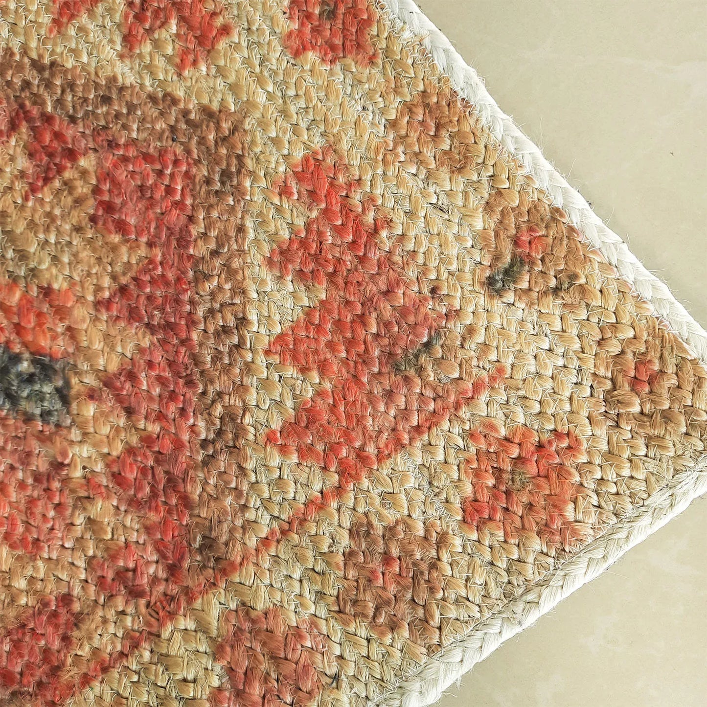 Avioni Kilim Design Diamond Inspired Natural Jute Rug with Cotton Backing