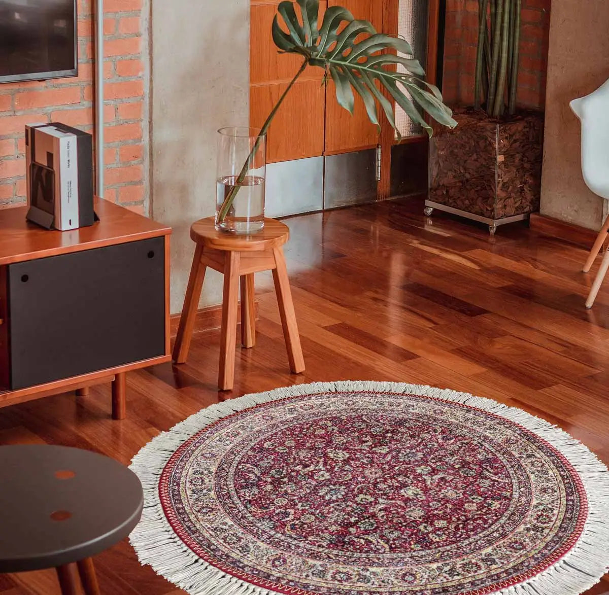 Avioni Persian Carpets For Living Room – Round – Red