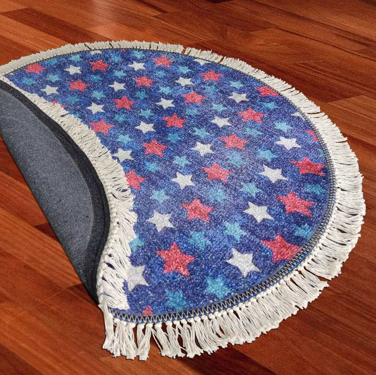 Avioni Home Kids Collection – Round Rug – Red, White & Blue Stars