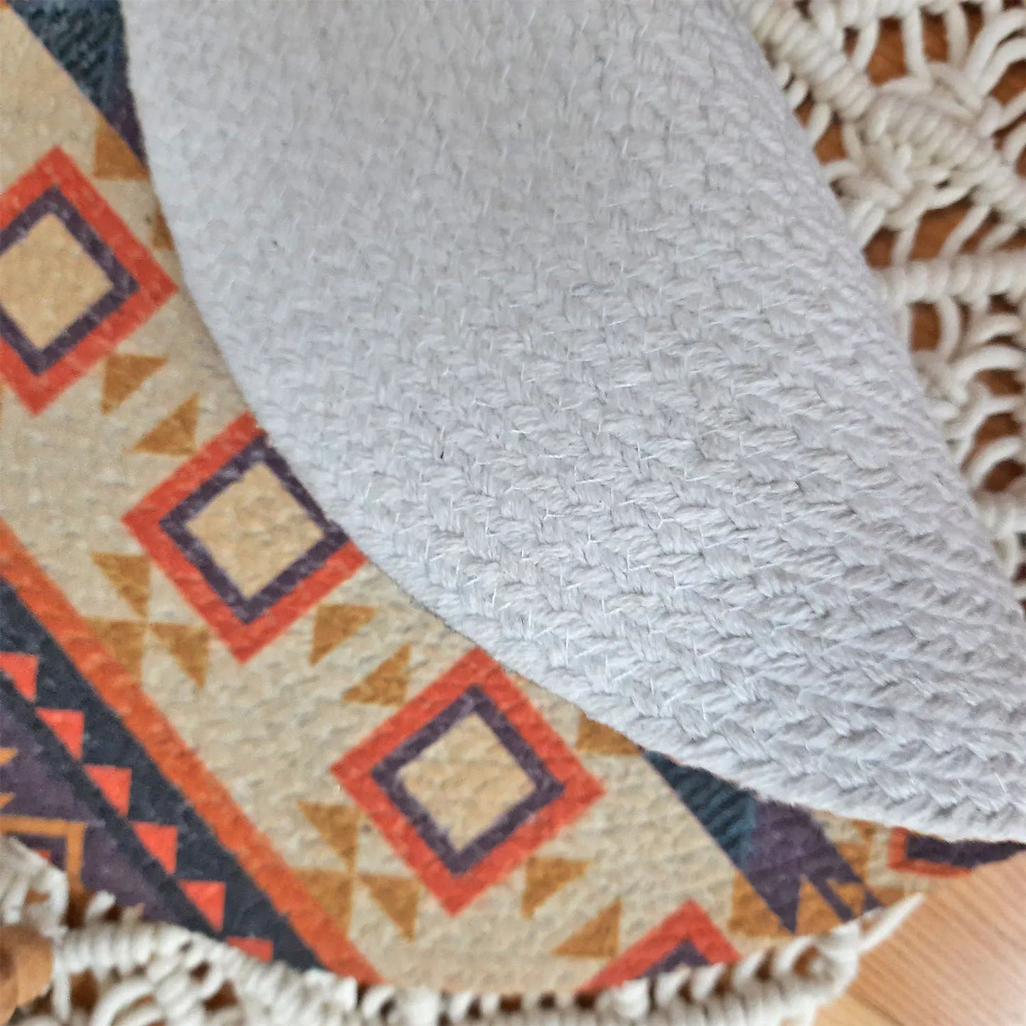 All Natural Round Cotton Braided Placemats – Tribal Motif