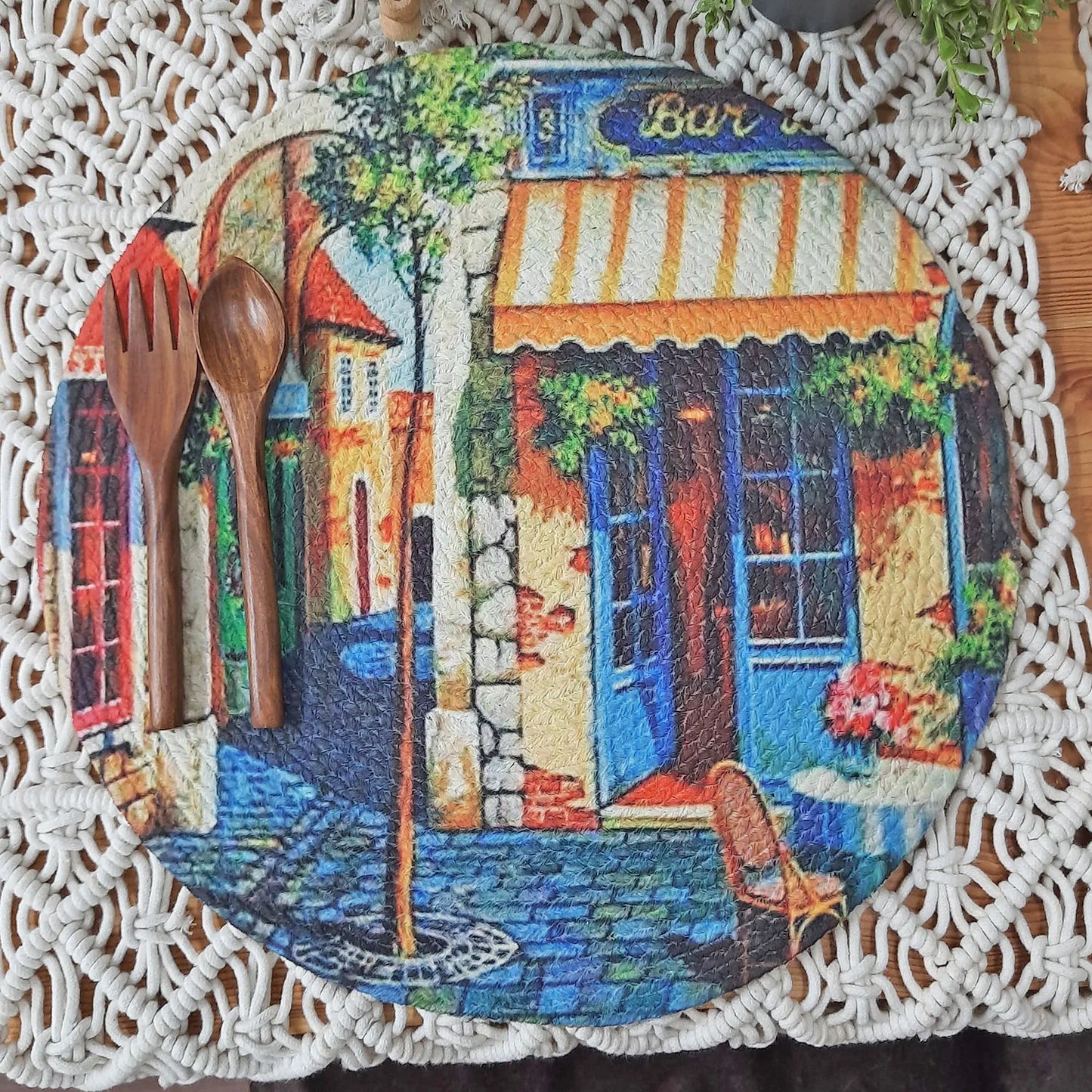 All Natural Round Cotton Braided Placemats – Italian Cafe