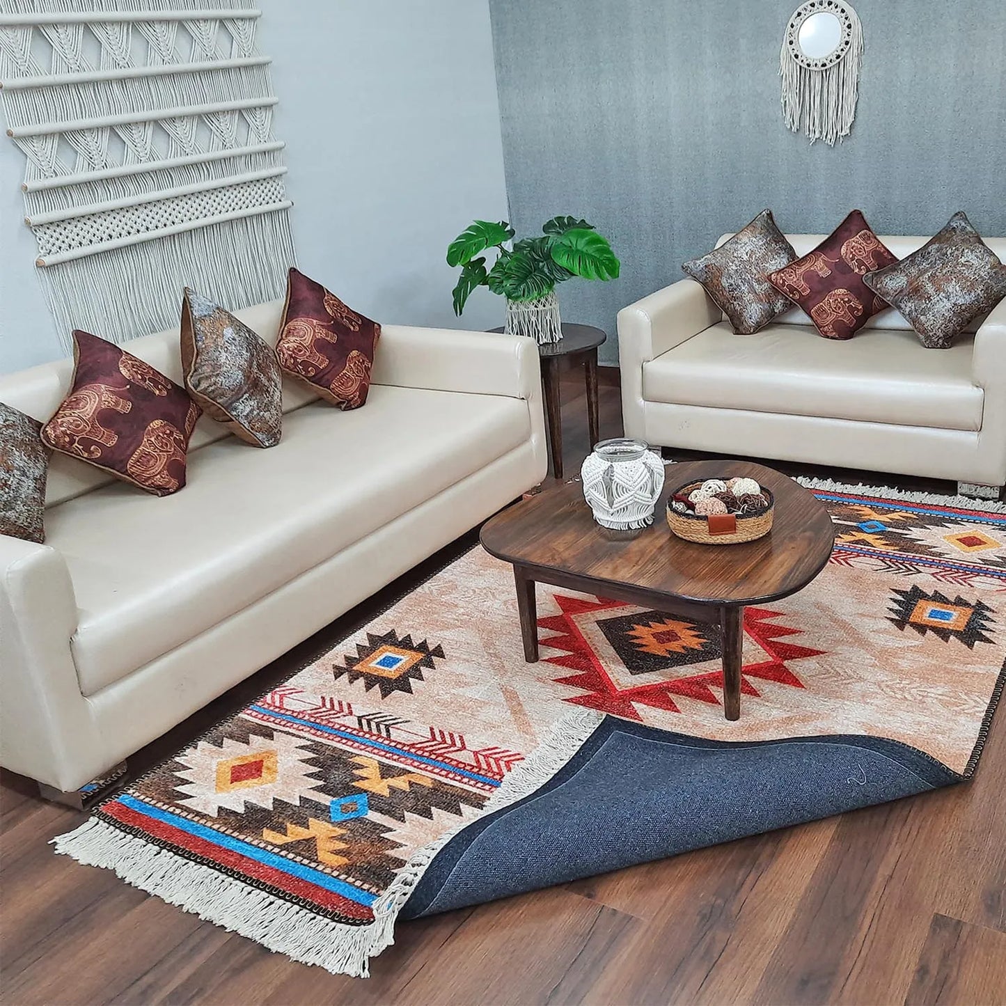 Avioni Home Faux Silk Carpet Ethnic Premium Living Room Rug