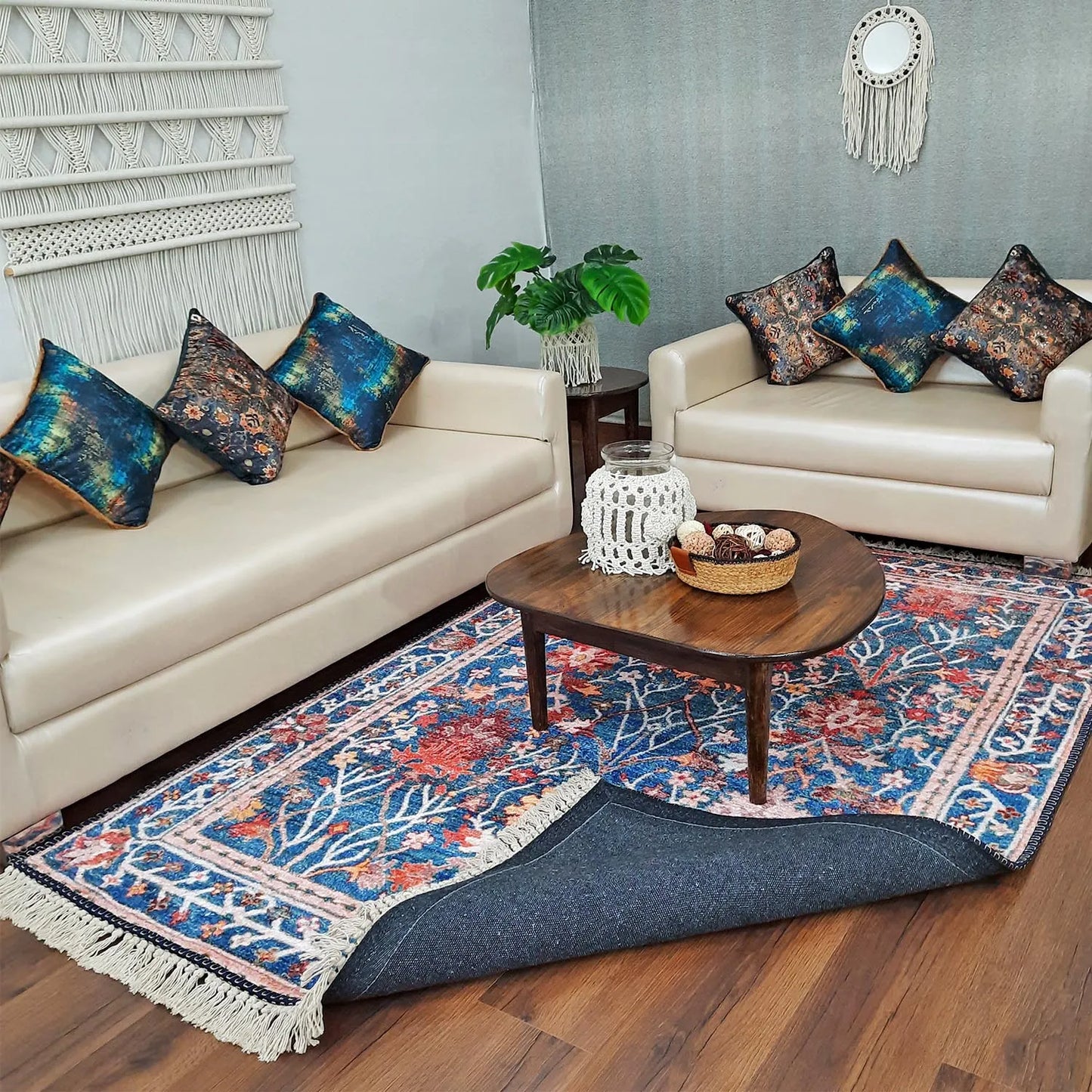 Avioni Home Persian Carpet – Floral Design – Faux Silk Living Room Rug