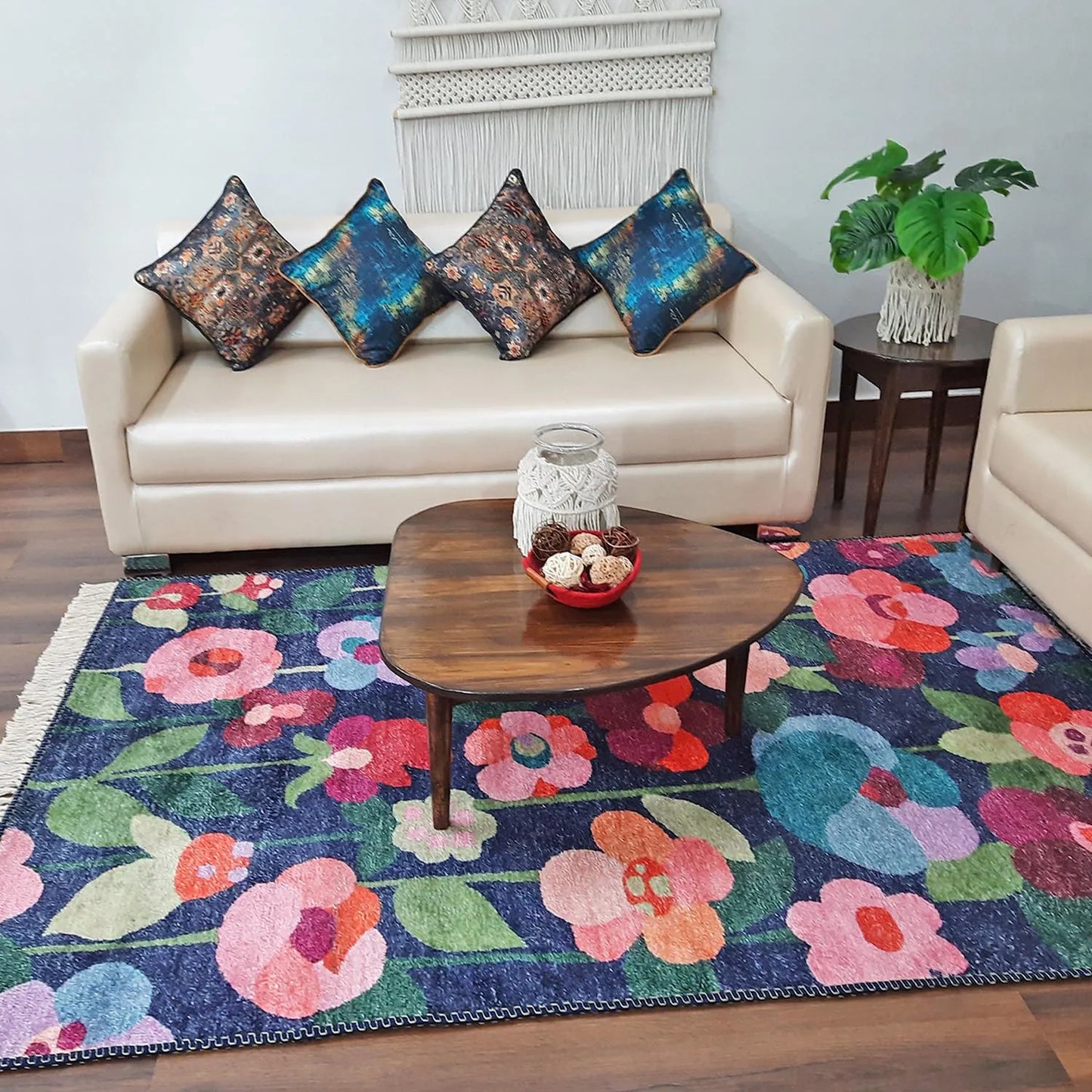 Avioni Home Silk Carpet Modern Blooming Flowers Design – Living Room Rug