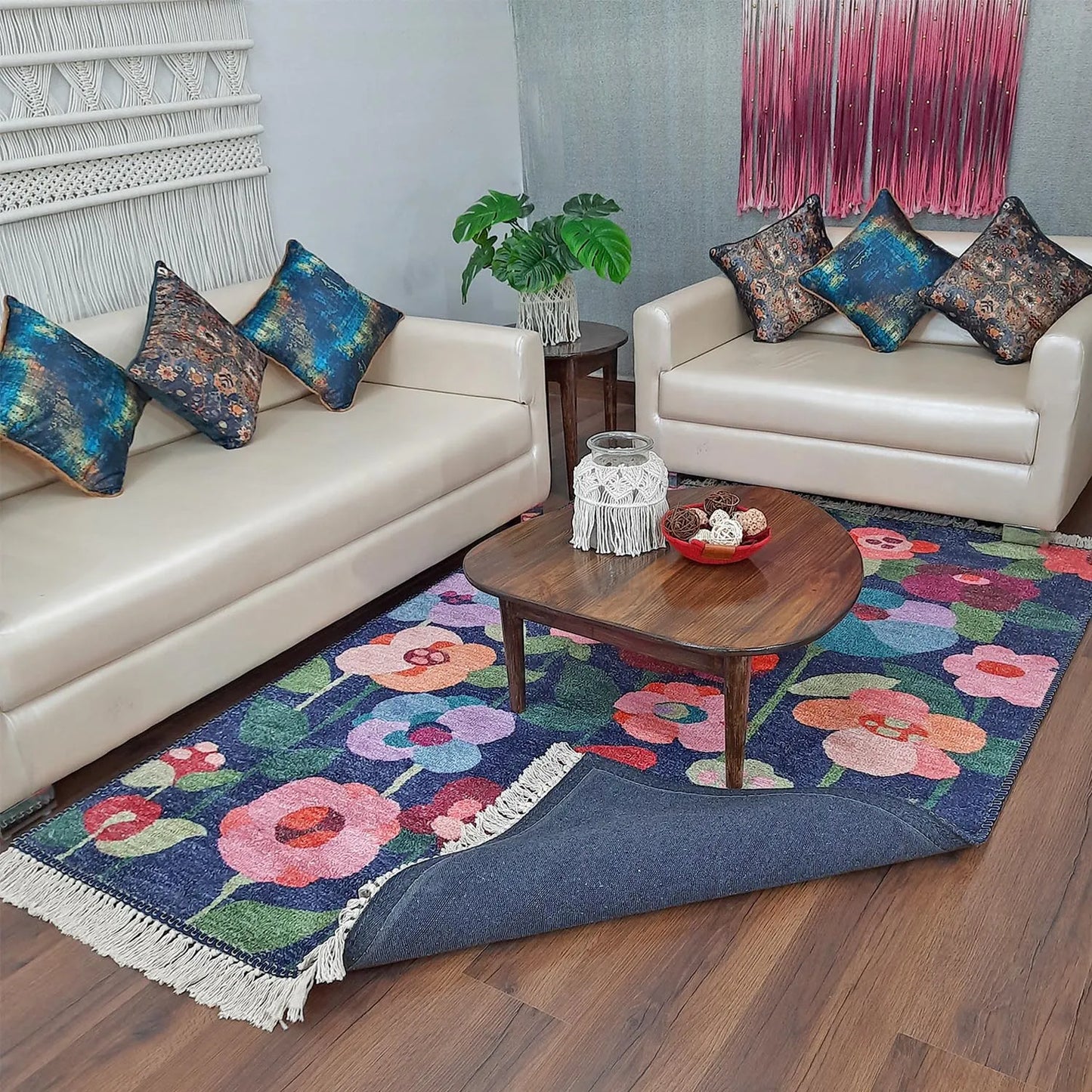 Avioni Home Silk Carpet Modern Blooming Flowers Design – Living Room Rug