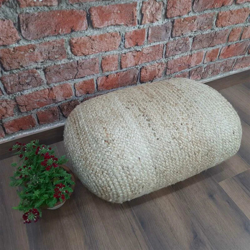 Avioni Home BigMo Collection – Boho Style Large Natural Jute Pouf / Ottoman- XL Size