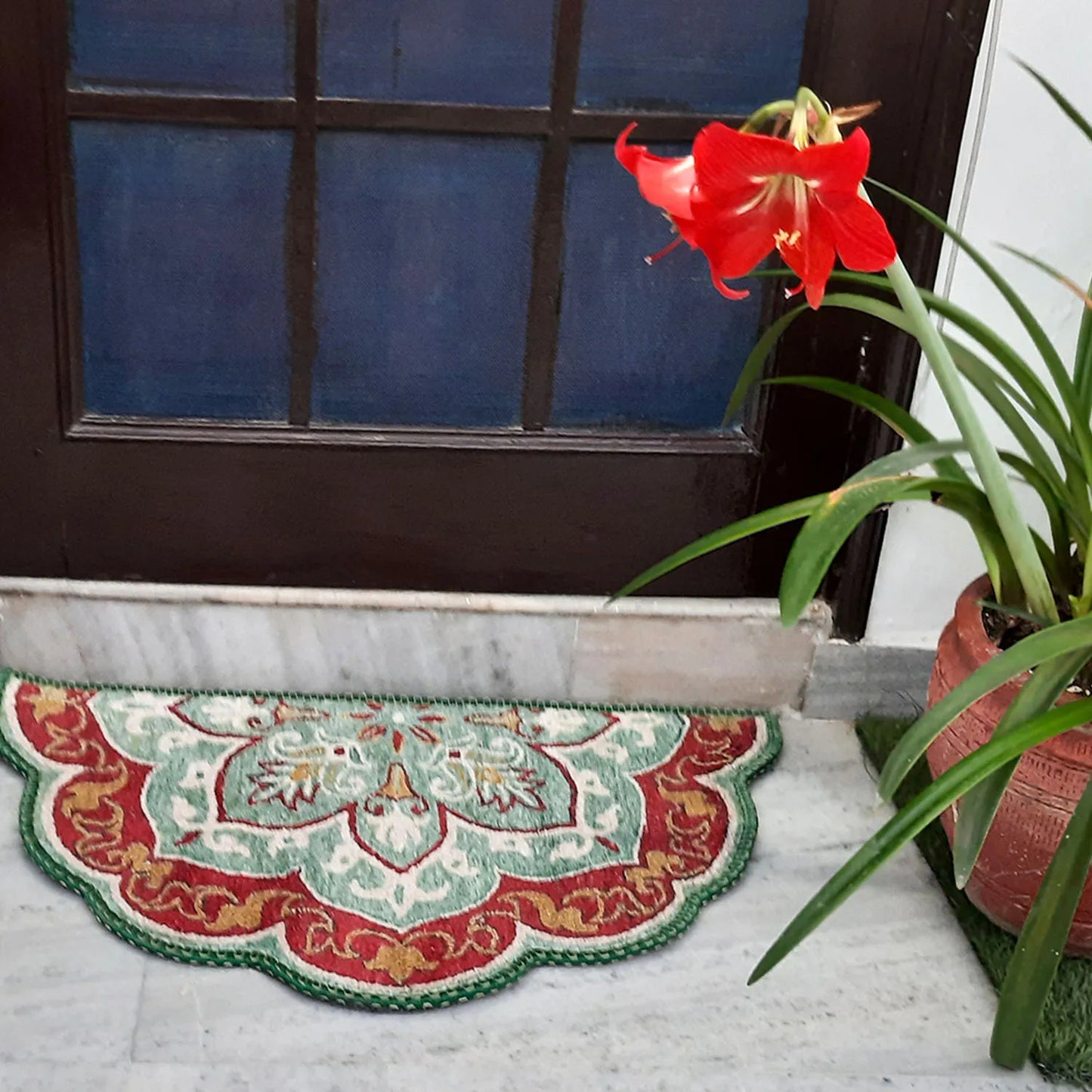 Avioni Home Floor Mats in Beautiful Rangoli Modern Petals Design – Anti Slip, Durable & Washable | Outdoor & Indoor
