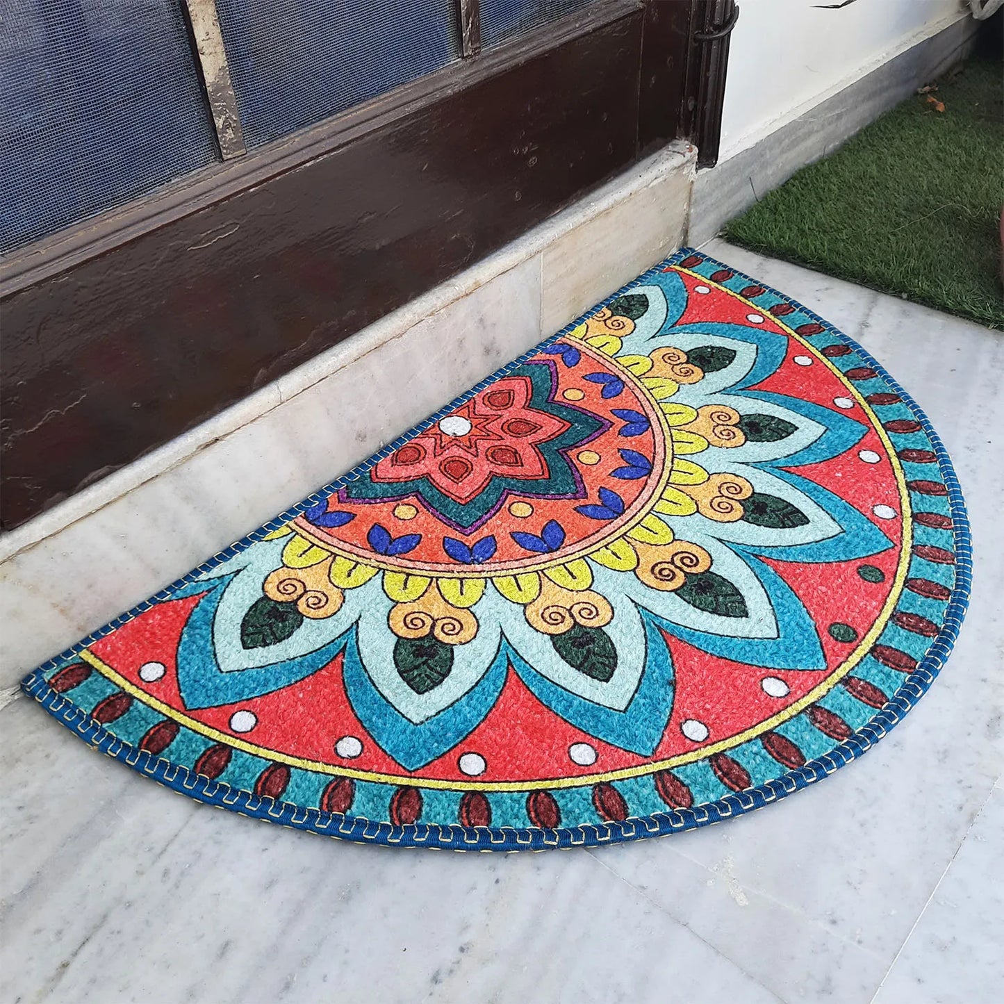 Avioni Home Floor Mats in Beautiful Rangoli Traditional Design – Anti Slip, Durable & Washable | Outdoor & Indoor