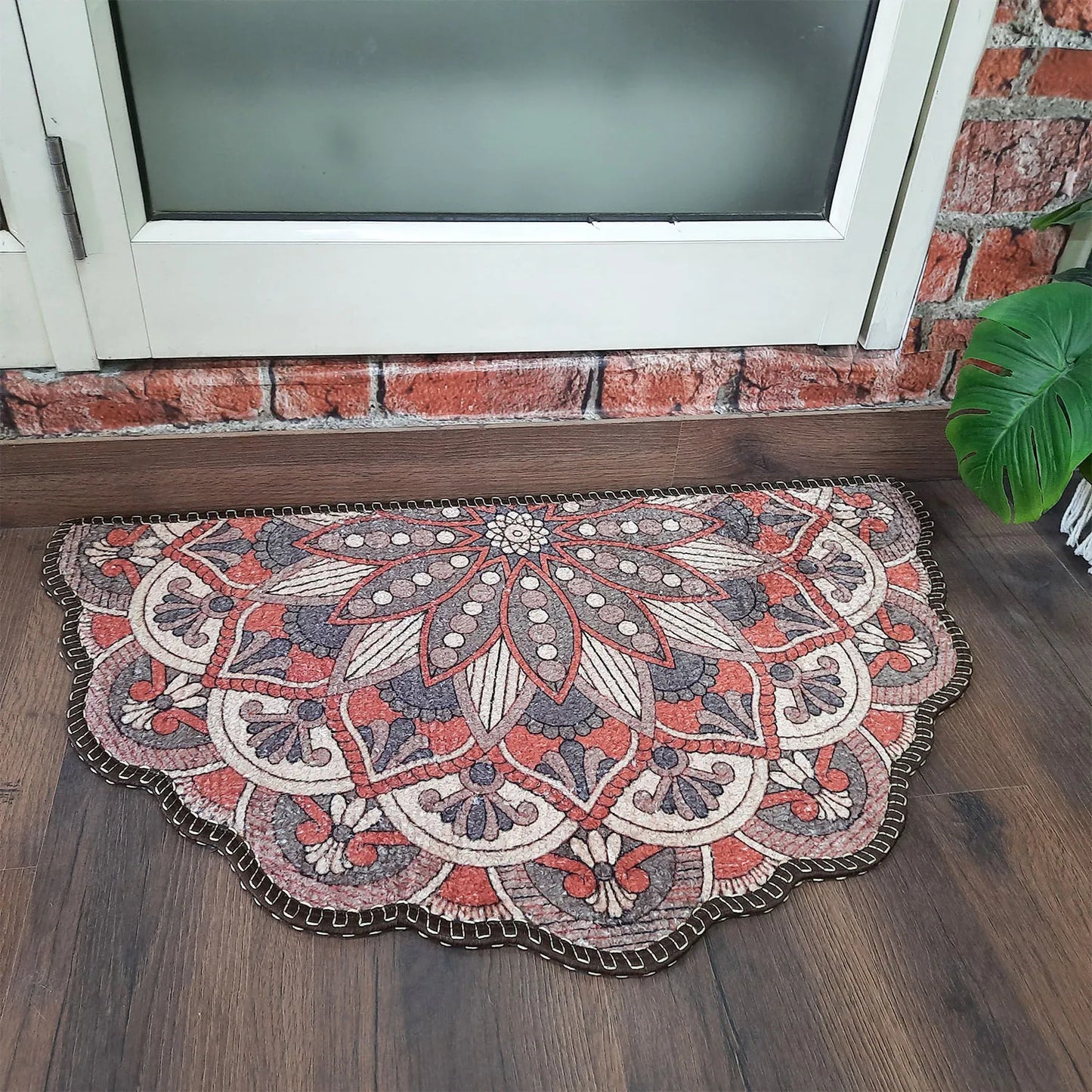 Avioni Home Floor Mats in Beautiful Rangoli Brown Design – Anti Slip, Durable & Washable | Outdoor & Indoor