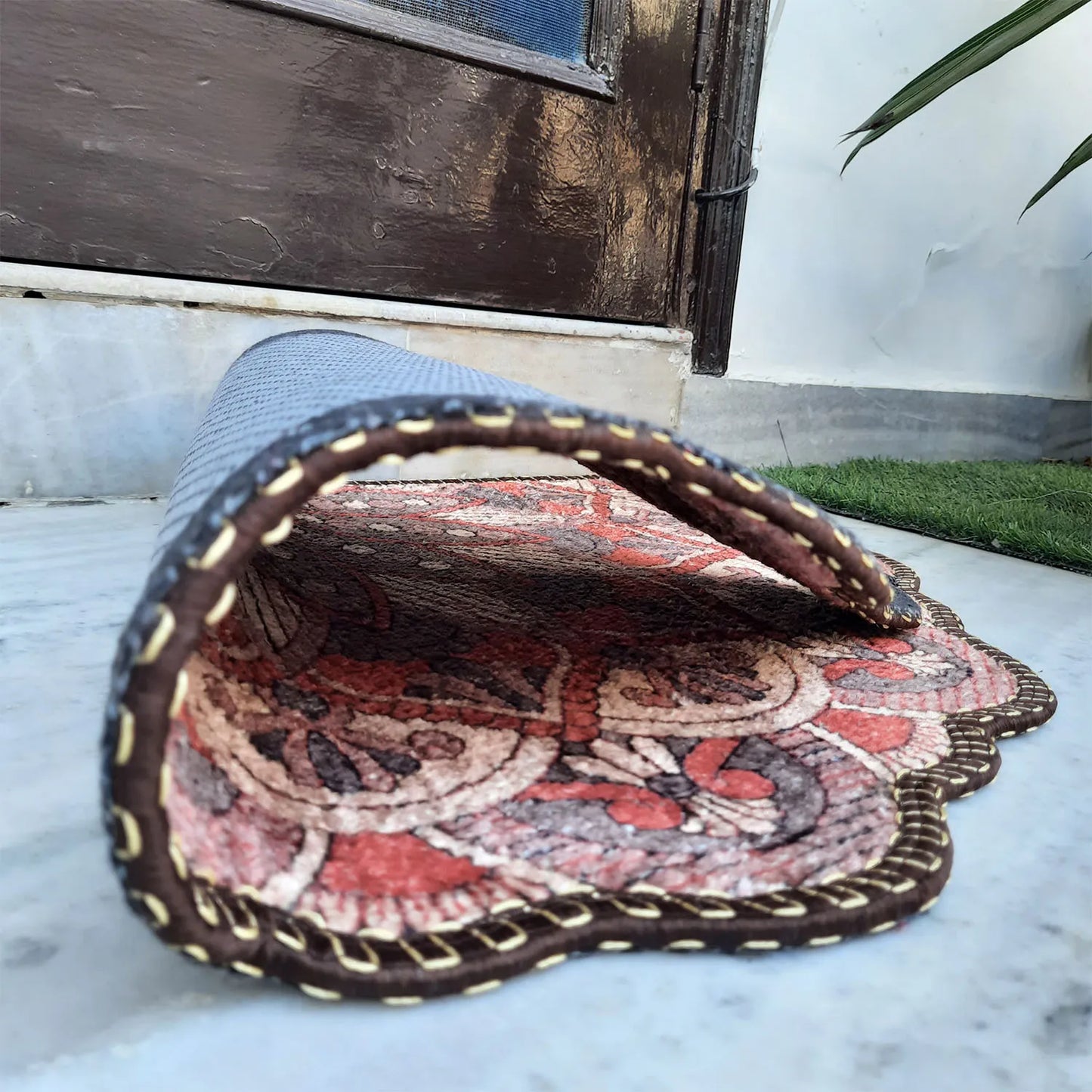 Avioni Home Floor Mats in Beautiful Rangoli Brown Design – Anti Slip, Durable & Washable | Outdoor & Indoor