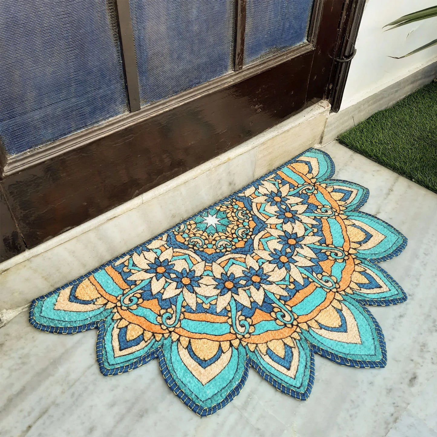 Avioni Home Floor Mats in Beautiful Traditional Rangoli Cutout Design – Anti Slip, Durable & Washable | Outdoor & Indoor